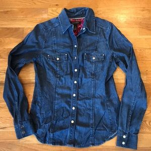 WHBM Fitted Denim Blouse